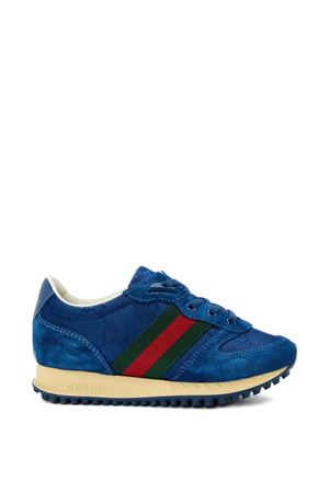 sneakers in pelle blu GUCCI KIDS | 850512AAFO94241
